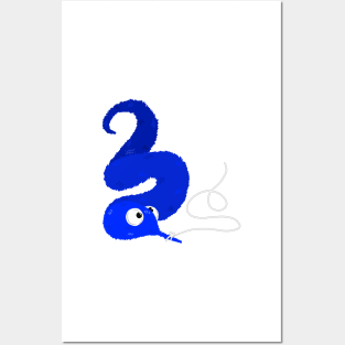 Worm on a String - Blue Posters and Art